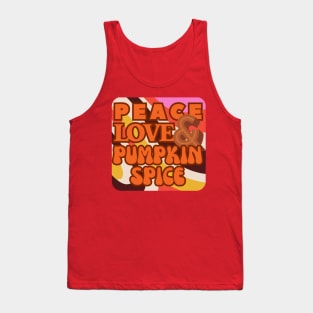 Peace, Love, and Pumpkin Spice - Retro Wavy Groovy Style Tank Top